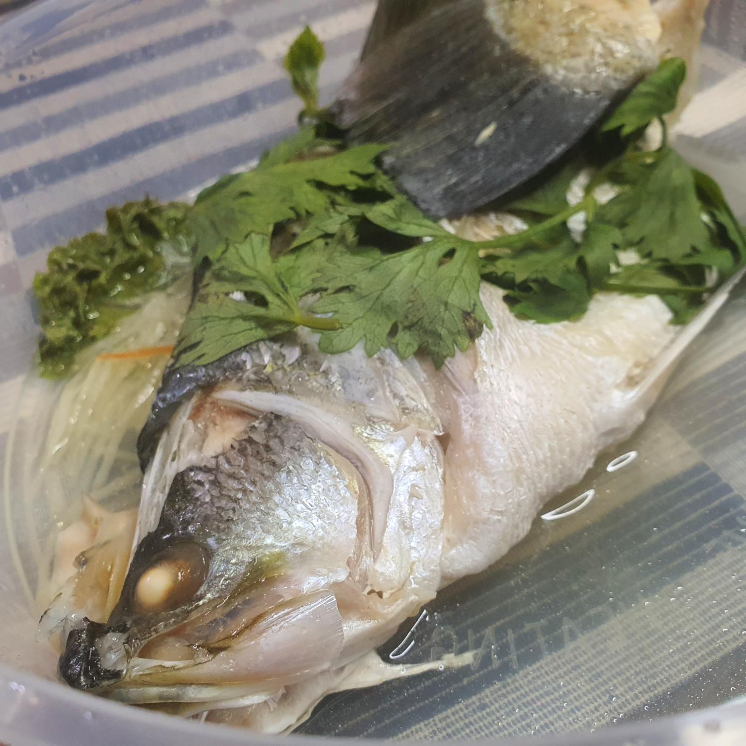 Steam Seabass with Spicy Lemon Sauce