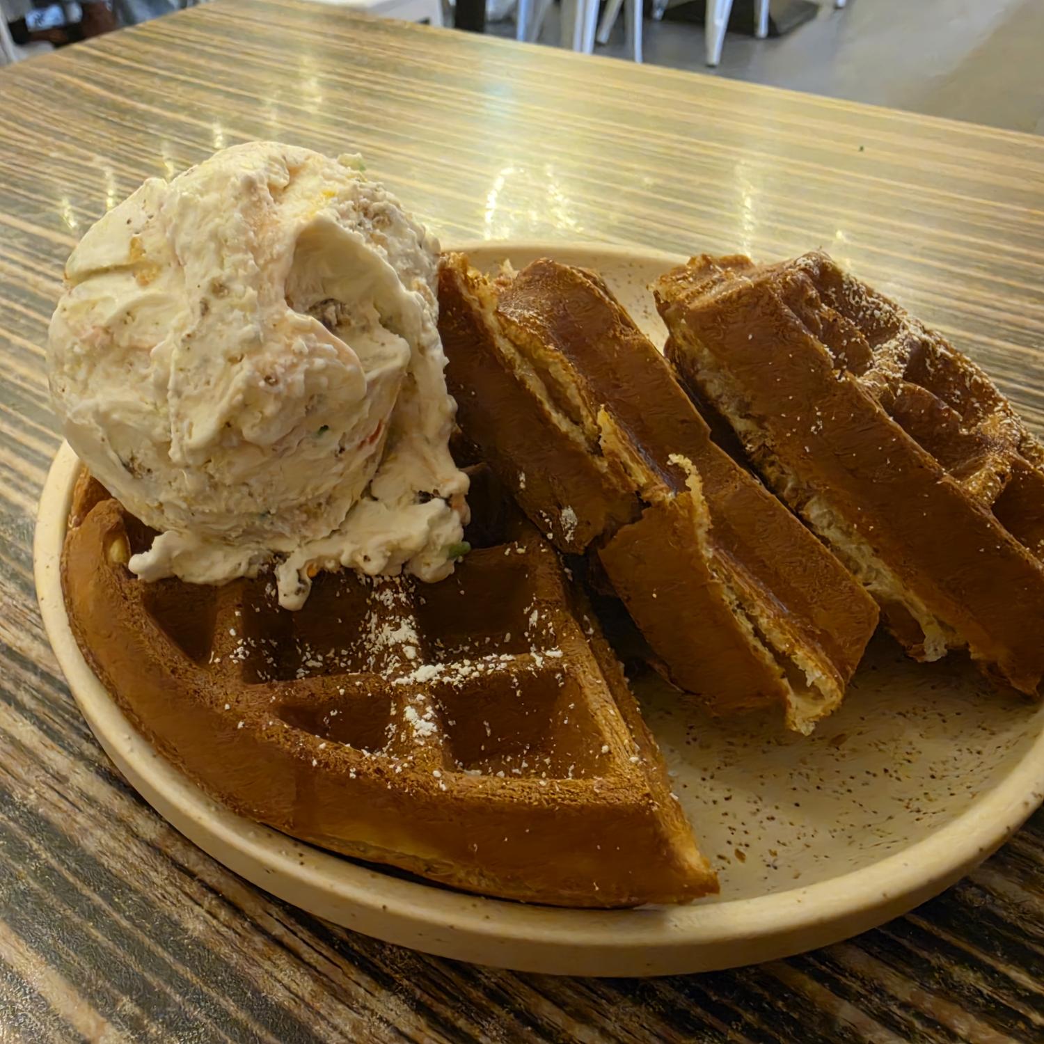 Maple Waffle with Bithday Cake Gelato